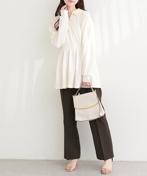 natural couture（ナチュラルクチュール）の「衿付きスキッパー配色トップス（その他トップス・レディース・ブラック/ネイビー/チャコールグレー/オフホワイト・FREE）」の8枚目の写真