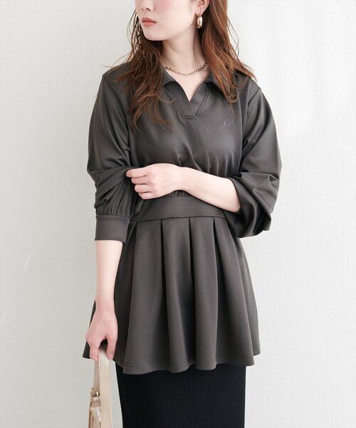 natural couture（ナチュラルクチュール）の「衿付きスキッパー配色トップス（その他トップス・レディース・ブラック/ネイビー/チャコールグレー/オフホワイト・FREE）」の18枚目の写真