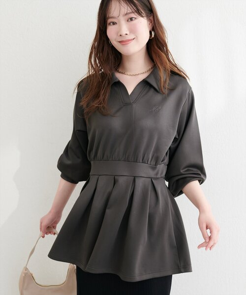 natural couture（ナチュラルクチュール）の「衿付きスキッパー配色トップス（その他トップス・レディース・ブラック/ネイビー/チャコールグレー/オフホワイト・FREE）」の19枚目の写真