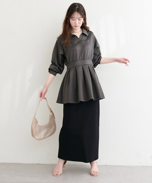 natural couture（ナチュラルクチュール）の「衿付きスキッパー配色トップス（その他トップス・レディース・ブラック/ネイビー/チャコールグレー/オフホワイト・FREE）」の20枚目の写真