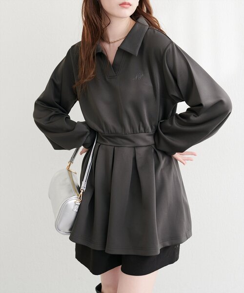 natural couture（ナチュラルクチュール）の「衿付きスキッパー配色トップス（その他トップス・レディース・ブラック/ネイビー/チャコールグレー/オフホワイト・FREE）」の21枚目の写真