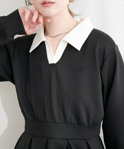 natural couture（ナチュラルクチュール）の「衿付きスキッパー配色トップス（その他トップス・レディース・ブラック/ネイビー/チャコールグレー/オフホワイト・FREE）」の10枚目の写真