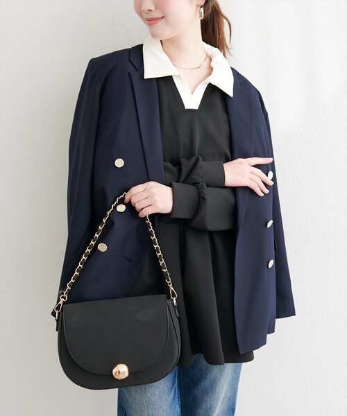 natural couture（ナチュラルクチュール）の「衿付きスキッパー配色トップス（その他トップス・レディース・ブラック/ネイビー/チャコールグレー/オフホワイト・FREE）」の13枚目の写真