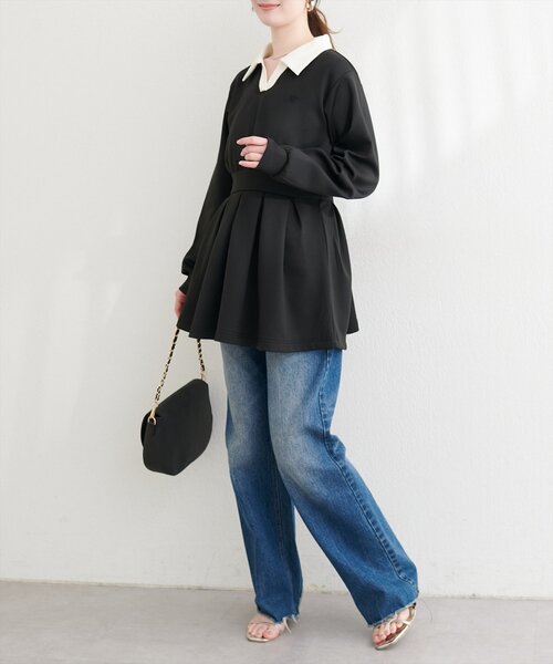 natural couture（ナチュラルクチュール）の「衿付きスキッパー配色トップス（その他トップス・レディース・ブラック/ネイビー/チャコールグレー/オフホワイト・FREE）」の14枚目の写真