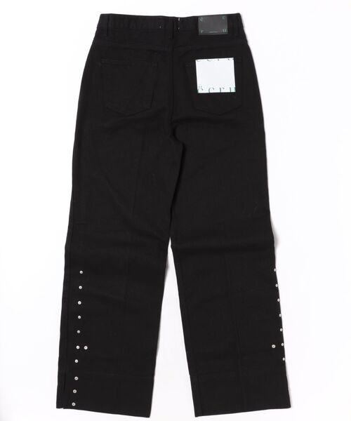 Chikashitsu +（チカシツプラス）の「【Chikashitsu +】hem button cotton pants / 【チカシツプラス】裾ボタンコットンパンツ（デニムパンツ・メンズ・ブラック・M/S）」の2枚目の写真