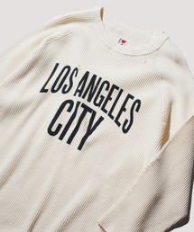 I LOVE LA / アイラブエルエー 3/4 SLEEVE PRINTED WAFFLE TEE ダメージ加工 7分丈 ワッフル サーマルカットソー