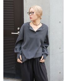 Ungrid（アングリッド）の「【WEB限定】ワッフルヘンリーネックロングスリーブTee（Tシャツ/カットソー）」