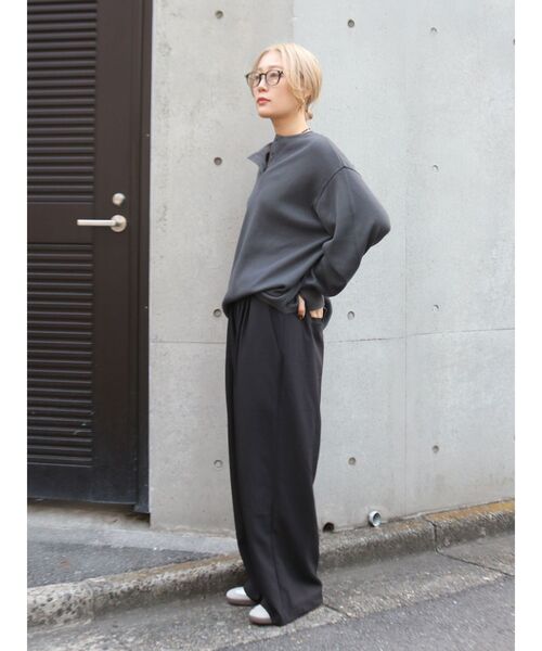 Ungrid(アングリッド)の「【WEB限定】ワッフルヘンリーネックロングスリーブTee(Tシャツ/カットソー・レディース・ピンク/チャコールグレー/アイボリー・FREE)」の9枚目の写真