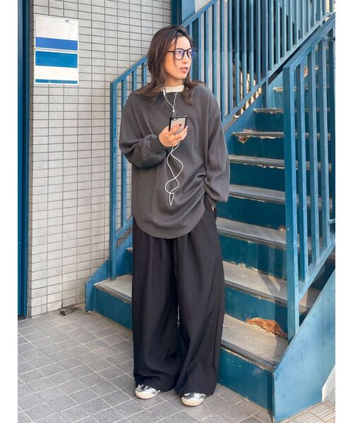 Ungrid(アングリッド)の「【WEB限定】ワッフルヘンリーネックロングスリーブTee(Tシャツ/カットソー・レディース・ピンク/チャコールグレー/アイボリー・FREE)」の17枚目の写真