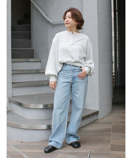 Ungrid(アングリッド)の「【WEB限定】ワッフルヘンリーネックロングスリーブTee(Tシャツ/カットソー・レディース・ピンク/チャコールグレー/アイボリー・FREE)」の18枚目の写真