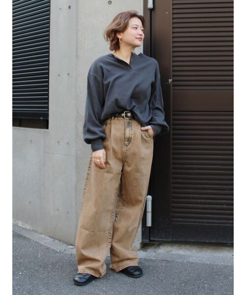 Ungrid(アングリッド)の「【WEB限定】ワッフルヘンリーネックロングスリーブTee(Tシャツ/カットソー・レディース・ピンク/チャコールグレー/アイボリー・FREE)」の19枚目の写真
