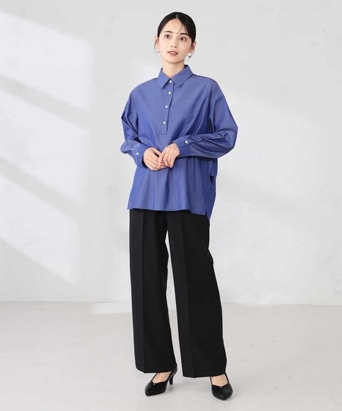 a.v.v(アーヴェヴェ)の「【シワになりにくい】スキッパーシャツ(シャツ/ブラウス・レディース・グレー系その他/ブルー/カーキ・40/38/36)」の4枚目の写真