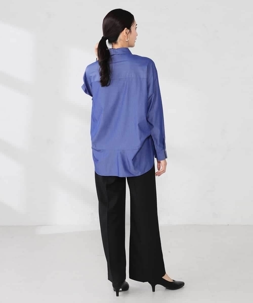 a.v.v(アーヴェヴェ)の「【シワになりにくい】スキッパーシャツ(シャツ/ブラウス・レディース・グレー系その他/ブルー/カーキ・40/38/36)」の8枚目の写真