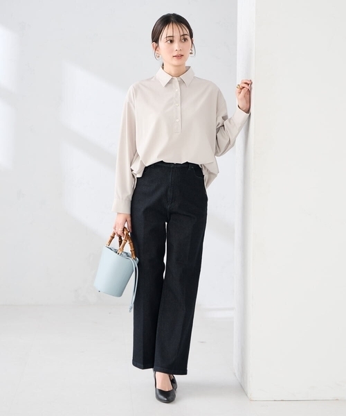 a.v.v(アーヴェヴェ)の「【シワになりにくい】スキッパーシャツ(シャツ/ブラウス・レディース・グレー系その他/ブルー/カーキ・40/38/36)」の14枚目の写真