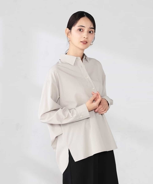 a.v.v(アーヴェヴェ)の「【シワになりにくい】スキッパーシャツ(シャツ/ブラウス・レディース・グレー系その他/ブルー/カーキ・40/38/36)」の18枚目の写真