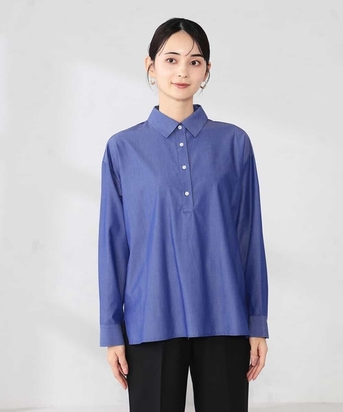 a.v.v(アーヴェヴェ)の「【シワになりにくい】スキッパーシャツ(シャツ/ブラウス・レディース・グレー系その他/ブルー/カーキ・40/38/36)」の19枚目の写真