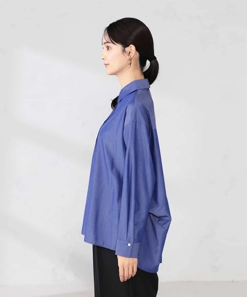 a.v.v(アーヴェヴェ)の「【シワになりにくい】スキッパーシャツ(シャツ/ブラウス・レディース・グレー系その他/ブルー/カーキ・40/38/36)」の20枚目の写真