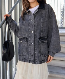 SpRay（スプレイ）の「配色襟ケミカルデニムジャケット（デニムジャケット）」