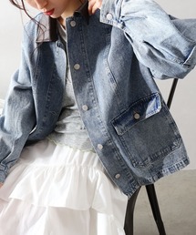 SpRay（スプレイ）の「配色襟ケミカルデニムジャケット（デニムジャケット）」