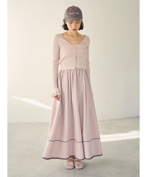 LILY BROWN（リリーブラウン）の「【WEB限定00サイズ】ウォッシャブルニットビスチェドッキングワンピース（ワンピース・レディース・ブラック/ピンクベージュ/その他・F）」の2枚目の写真