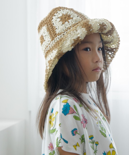 MAKE YOUR DAY（メイクユアデイ）の「クロッシェ風ペーパーハット（ハット・キッズ・ベージュ/ミント/ピンク・50/52/54/56）」の9枚目の写真