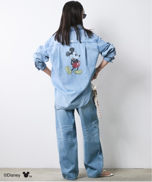 Disney（ディズニー）の「ミッキーマウス/綿100％バックプリントライトオンスデニムシャツ＜大きいサイズ有＞シックスタイル（シャツ/ブラウス・レディース・ライトブルー/ブルー系・5L/4L/3L/LL/M/L）」の21枚目の写真