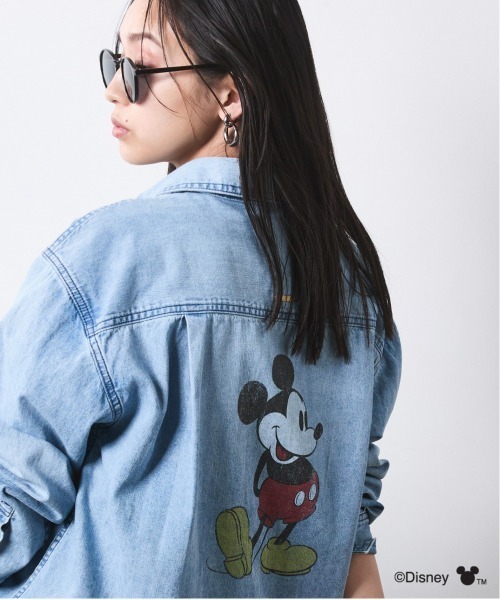 Disney（ディズニー）の「ミッキーマウス/綿100％バックプリントライトオンスデニムシャツ＜大きいサイズ有＞シックスタイル（シャツ/ブラウス・レディース・ライトブルー/ブルー系・5L/4L/3L/LL/M/L）」の14枚目の写真