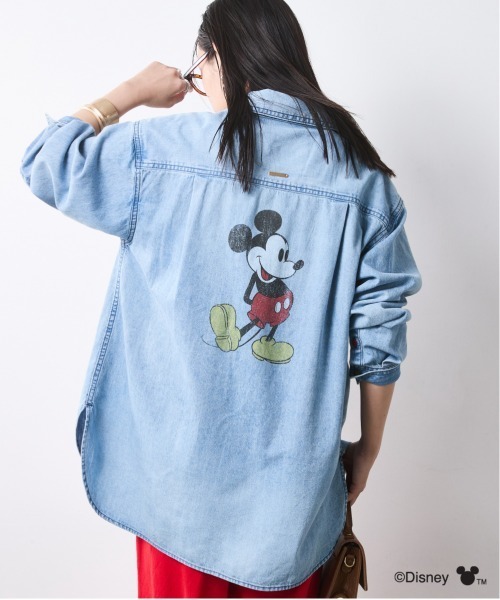Disney（ディズニー）の「ミッキーマウス/綿100％バックプリントライトオンスデニムシャツ＜大きいサイズ有＞シックスタイル（シャツ/ブラウス・レディース・ライトブルー/ブルー系・5L/4L/3L/LL/M/L）」の7枚目の写真