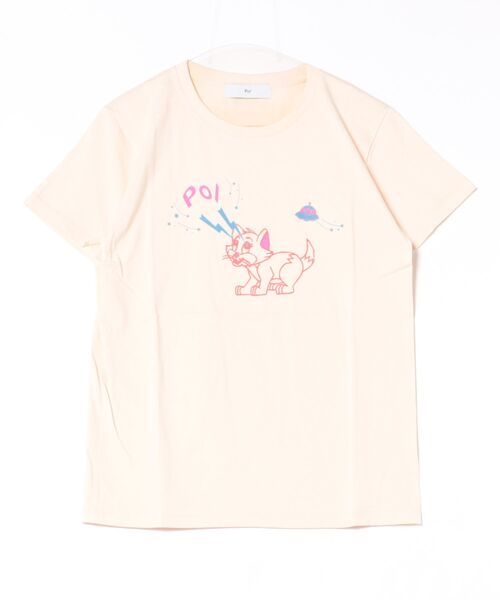 PoI(ポイ)の「【PoI】Print tee S/S cat UFO(Tシャツ/カットソー・レディース・ピンク/ホワイト/ベージュ・FREE)」の2枚目の写真
