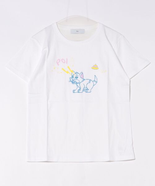 PoI(ポイ)の「【PoI】Print tee S/S cat UFO(Tシャツ/カットソー・レディース・ピンク/ホワイト/ベージュ・FREE)」の1枚目の写真