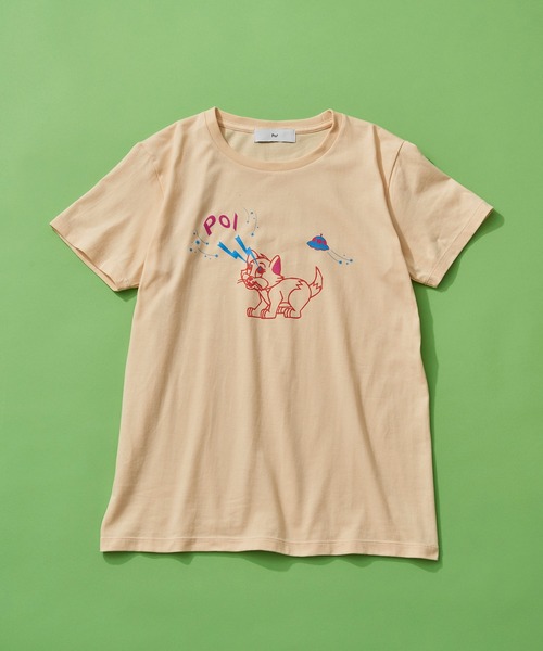 PoI(ポイ)の「【PoI】Print tee S/S cat UFO Tシャツ ネコ/ねこ(Tシャツ/カットソー・レディース・ピンク/ホワイト/ベージュ・FREE)」の8枚目の写真