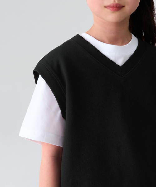 MUSINSA STANDARD KIDS（ムシンサスタンダードキッズ）の「オーバーサイズスウェットベスト[ブラック]（ベスト・レディース・その他・100/110/120/130/140/150/160）」の5枚目の写真