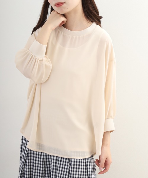 OMNES（オムネス）の「シアーレイヤードボリューム8分袖プルオーバー（Tシャツ/カットソー・レディース・ナチュラル・FREE）」の6枚目の写真