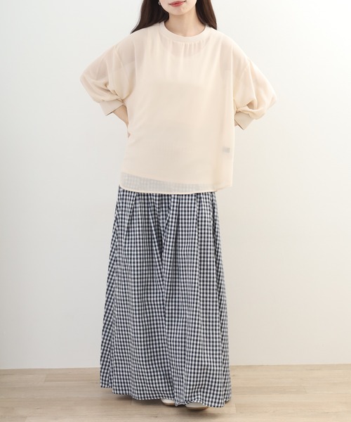 OMNES（オムネス）の「シアーレイヤードボリューム8分袖プルオーバー（Tシャツ/カットソー・レディース・ナチュラル・FREE）」の7枚目の写真