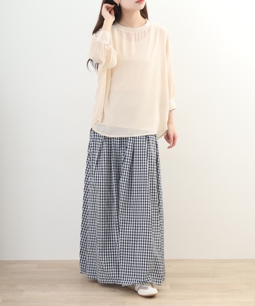 OMNES（オムネス）の「シアーレイヤードボリューム8分袖プルオーバー（Tシャツ/カットソー・レディース・ナチュラル・FREE）」の8枚目の写真