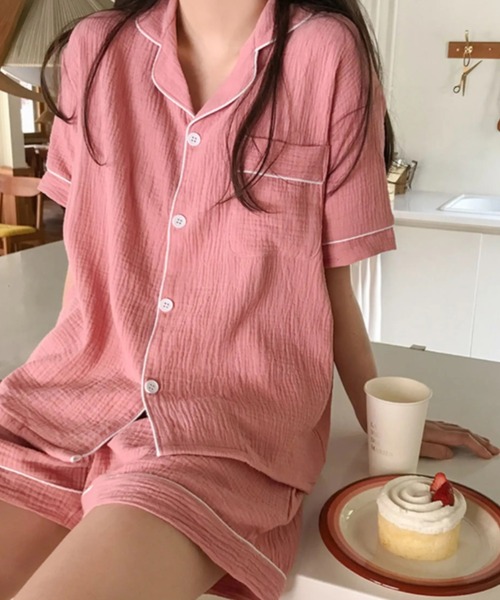 Teem Store(チームストア)の「【新色追加/18柄展開】【2点セット】カラバリ半袖ショーツパジャマ ルームウェア(ルームウェア/パジャマ・レディース・ピンク/その他/アイボリー/その他4/ブラック系その他/その他3/その他2/イエロー/パープル/ブラック/ブルー/ピンク系/アイボリー系2/グリーン系/アイボリー系1/ピンク系その他/ブルー系/イエロー系/ピンク系その他2・L/M)」の16枚目の写真