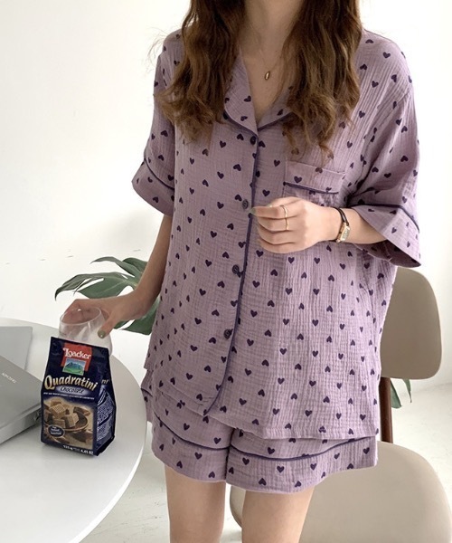 Teem Store(チームストア)の「【新色追加/18柄展開】【2点セット】カラバリ半袖ショーツパジャマ ルームウェア(ルームウェア/パジャマ・レディース・ピンク/その他/アイボリー/その他4/ブラック系その他/その他3/その他2/イエロー/パープル/ブラック/ブルー/ピンク系/アイボリー系2/グリーン系/アイボリー系1/ピンク系その他/ブルー系/イエロー系/ピンク系その他2・L/M)」の10枚目の写真