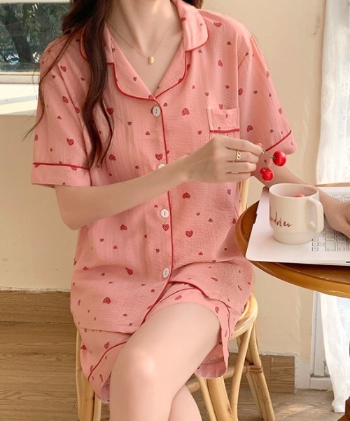 Teem Store(チームストア)の「【新色追加/18柄展開】【2点セット】カラバリ半袖ショーツパジャマ ルームウェア(ルームウェア/パジャマ・レディース・ピンク/その他/アイボリー/その他4/ブラック系その他/その他3/その他2/イエロー/パープル/ブラック/ブルー/ピンク系/アイボリー系2/グリーン系/アイボリー系1/ピンク系その他/ブルー系/イエロー系/ピンク系その他2・L/M)」の15枚目の写真