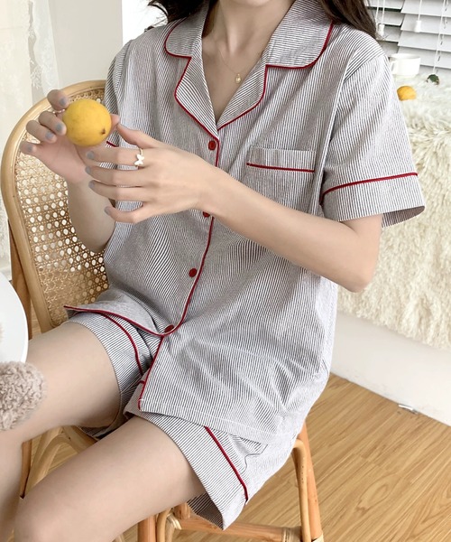 Teem Store(チームストア)の「【新色追加/18柄展開】【2点セット】カラバリ半袖ショーツパジャマ ルームウェア(ルームウェア/パジャマ・レディース・ピンク/その他/アイボリー/その他4/ブラック系その他/その他3/その他2/イエロー/パープル/ブラック/ブルー/ピンク系/アイボリー系2/グリーン系/アイボリー系1/ピンク系その他/ブルー系/イエロー系/ピンク系その他2・L/M)」の20枚目の写真