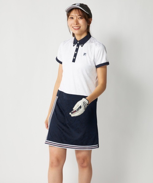 FILA GOLF(フィラゴルフ )の「【FILA GOLF:フィラゴルフ】レディースワンピース ジャガード ゴルフ(ワンピース・レディース・ホワイト/ベージュ/ネイビー・MEDIUM/LARGE/X-LARGE/XX-LARGE)」の2枚目の写真