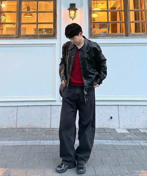 WEDNESDAY OASIS(ウェンズデーオアシス)の「ウォッシャブルダブルレイヤードVネックニット_RED(WC26KN34)(ニット/セーター・メンズ・レッド・MEDIUM/LARGE/X-LARGE)」の5枚目の写真