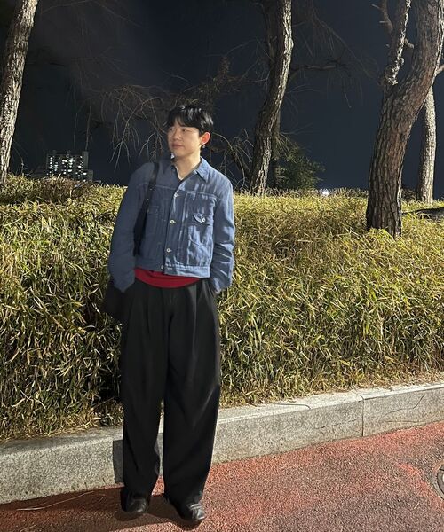 WEDNESDAY OASIS(ウェンズデーオアシス)の「ウォッシャブルダブルレイヤードVネックニット_RED(WC26KN34)(ニット/セーター・メンズ・レッド・MEDIUM/LARGE/X-LARGE)」の6枚目の写真