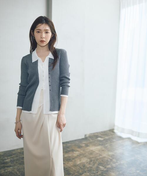 PROPORTION BODY DRESSING（プロポーションボディドレッシング）の「レイヤード風リブニット / 1216170309（ニット/セーター・レディース・オフホワイト/イエロー/ダークグレー・MEDIUM/SMALL）」の9枚目の写真
