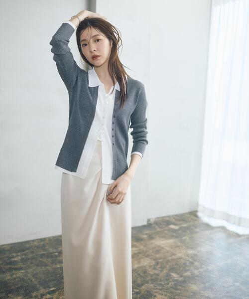 PROPORTION BODY DRESSING（プロポーションボディドレッシング）の「レイヤード風リブニット / 1216170309（ニット/セーター・レディース・オフホワイト/イエロー/ダークグレー・MEDIUM/SMALL）」の5枚目の写真