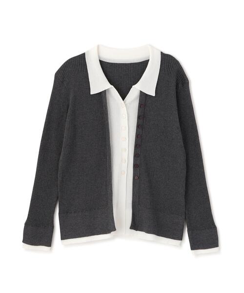 PROPORTION BODY DRESSING（プロポーションボディドレッシング）の「レイヤード風リブニット / 1216170309（ニット/セーター・レディース・オフホワイト/イエロー/ダークグレー・MEDIUM/SMALL）」の8枚目の写真