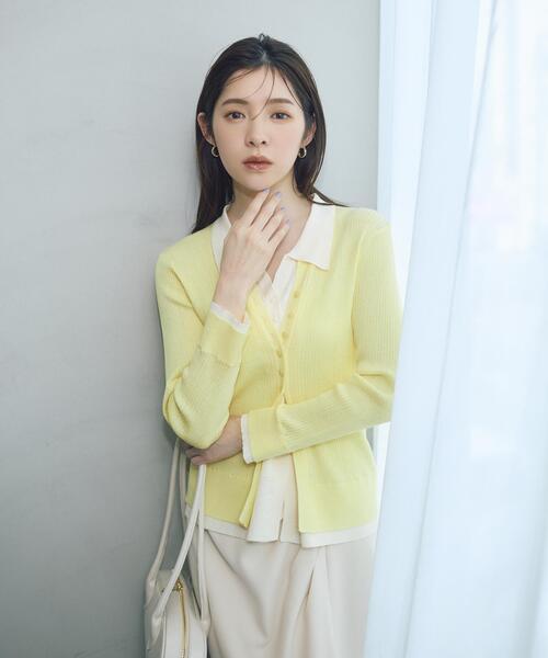 PROPORTION BODY DRESSING（プロポーションボディドレッシング）の「＜今村朱里さんコラボ＞レイヤード風リブニット / 1216170309（ニット/セーター・レディース・オフホワイト/イエロー/ダークグレー・MEDIUM/SMALL）」の15枚目の写真