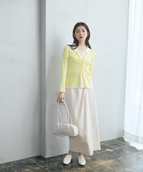 PROPORTION BODY DRESSING（プロポーションボディドレッシング）の「＜今村朱里さんコラボ＞レイヤード風リブニット / 1216170309（ニット/セーター・レディース・オフホワイト/イエロー/ダークグレー・MEDIUM/SMALL）」の12枚目の写真