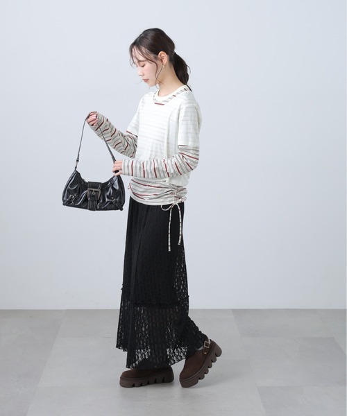 レイヤードボーダーロンT sedacle girl（セダクルガール） tシャツ ボーダーレイヤードロンT