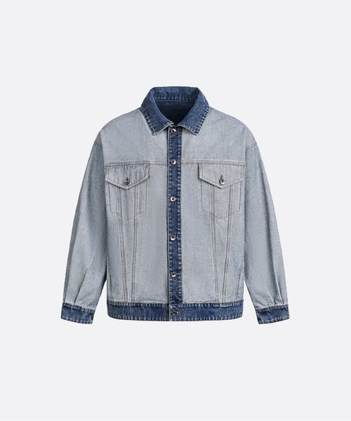 U:UME(ユーム)の「Lapel Denim Jacket(デニムジャケット・メンズ・ブルー・XX-LARGE/X-LARGE/LARGE/MEDIUM)」の1枚目の写真