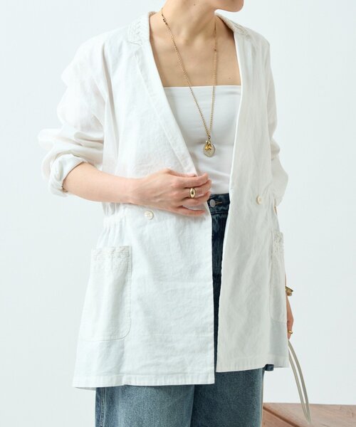 BEARDSLEY（ビアズリー）の「刺繍シャツジャケット（その他アウター・レディース・ホワイト/ブラック・FREE）」の19枚目の写真